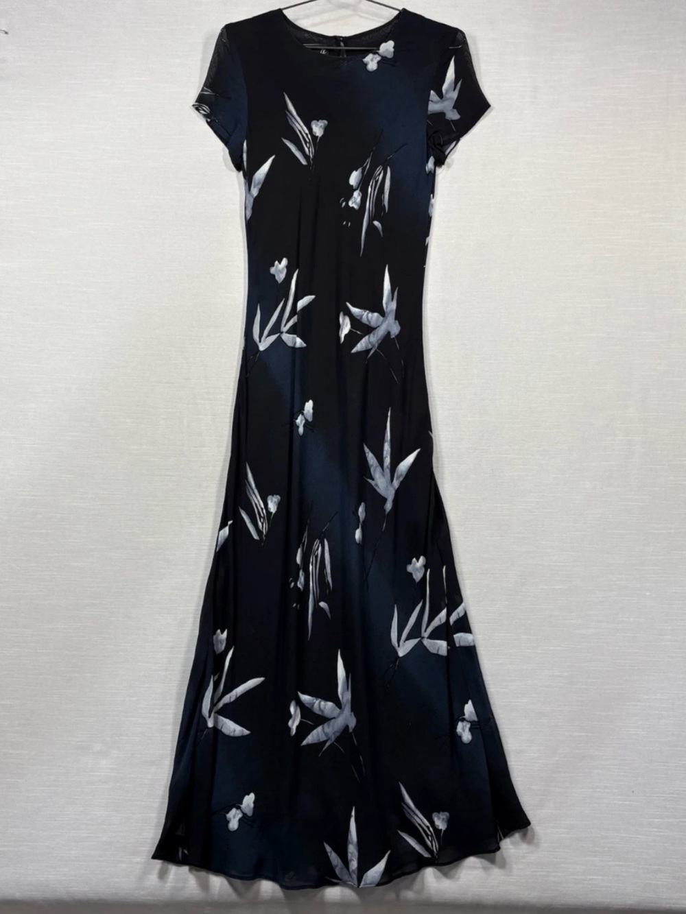 Vintage Benjamin A Los Angeles Dress Womens 8P Navy Floral 90s Cottage Core